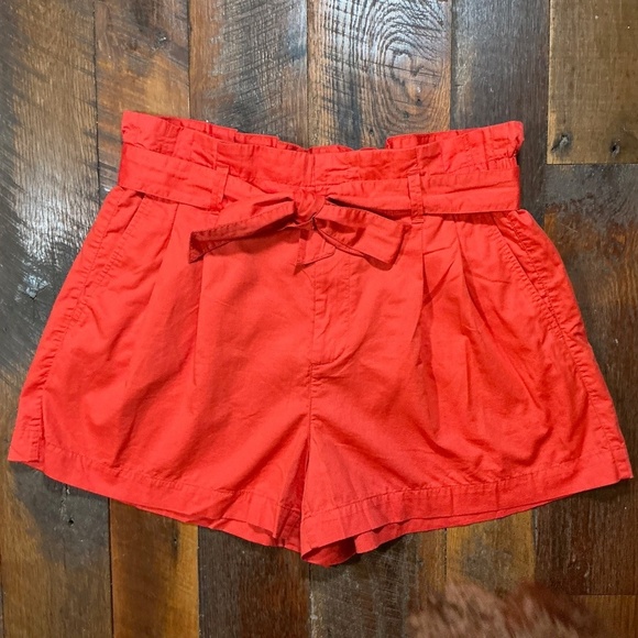 Madewell Paperbag Waist Shorts Bundle Red & Olive Size 10 Tie Belt - Picture 7 of 15